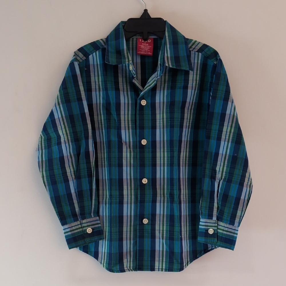 IZOD Boy's Long Sleeve Button-down Checkered Dress Shirt - Size 4